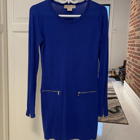 Michael Kors Blue Sweater Dress Long Sleeves Round Neck Size XS - Picture 3 of 8